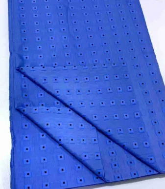 Blue Dot Cotton Voile Atiku Per Yard