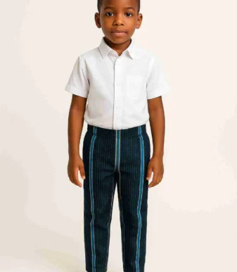 Deep Blue Aso-oke Sokoto Boys Trousers