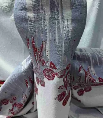 European Damask Brocade Fabric (5 Yards) — Gray
