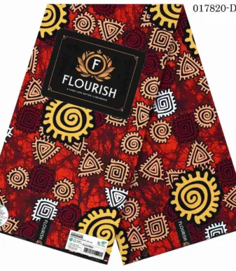 Flourish red gear Ankara Fabric Traditional Outfit Fabric