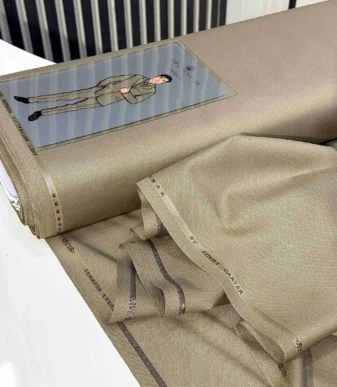 Khaki Brown Senator Lycra By Jimmy Carter Per Yard