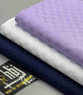 Lilac & Navy Blue HBJ Austria Cotton Voile Atiku Per Yard