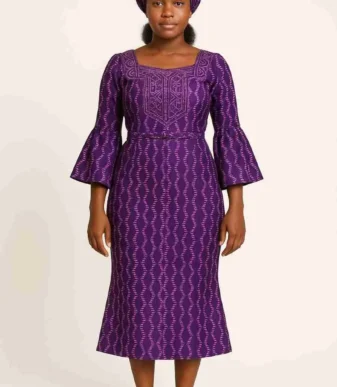 Midi Ankara Dress with Bell Sleeves