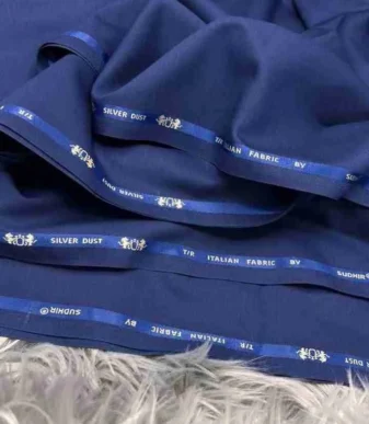Midnight Blue Silver Dust Senator Cashmere Fabric Per Yard