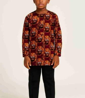 Native Red Isiagu with Black Trousers for Boys