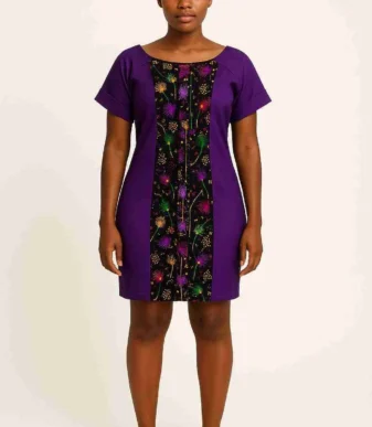 Plain Pink Dress with Ankara Detail