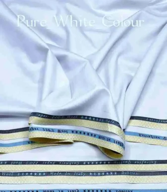 Pure White 7 Star Cashmere Senator Fabric