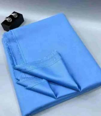 Sky Blue Exclusive Plain Cashmere Senator Fabric — Per Yard