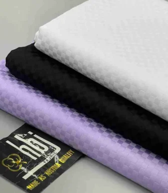 White and Black HBJ Austria Cotton Voile Atiku Per Yard