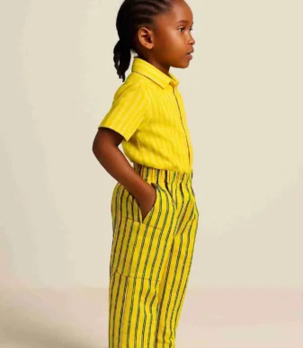 Readymade Aso-oke Sokoto Trousers Girls – Banana Yellow