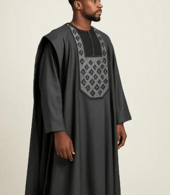 Ash Readymade Men’s 3 Piece Embroidered Agbada + Free Fila Cap as Free Gift