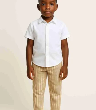 Tan Aso-oke Sokoto Trousers for Boys