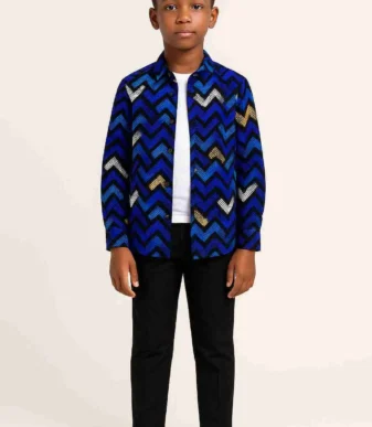 Zig-zag Blue Long Sleeve Shirt